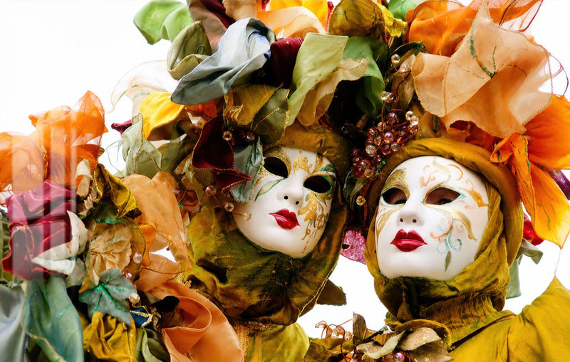 Venetian Carnival Masks Glass Wall Art
