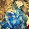 Artronauts Art Glass Print Abstract Blue & Gold Marble Design