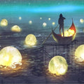 Artronauts Glass Print Moon Collector