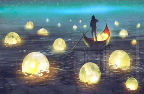 Artronauts Glass Print Moon Collector