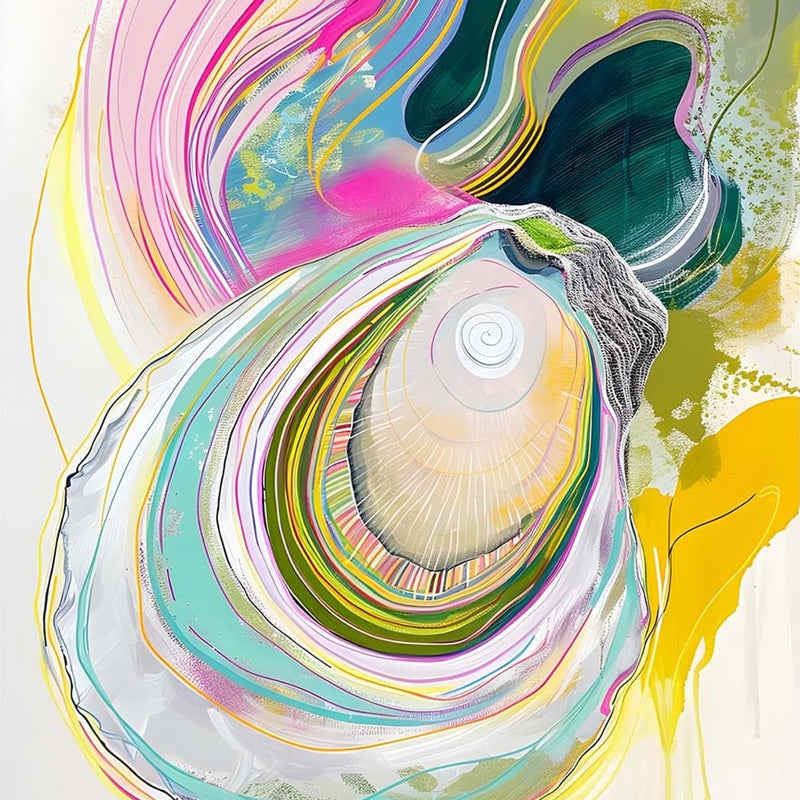 Abstract Oyster-Tempered Glass Wall Art