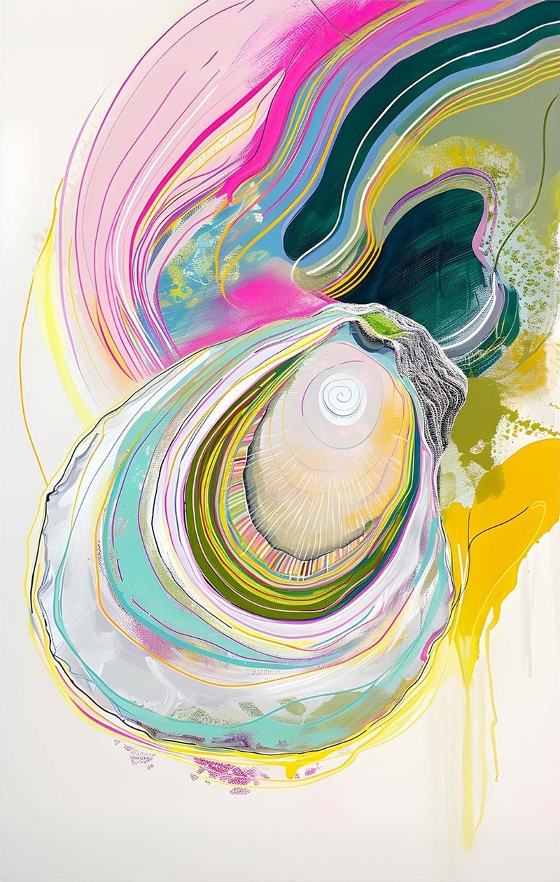 Abstract Oyster-Tempered Glass Wall Art