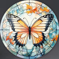 Stained ButterfIy IV - Rounded Glass Wall Art