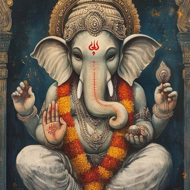 Sacred Ganesha- Hinduism Tempered Glass Wall Art