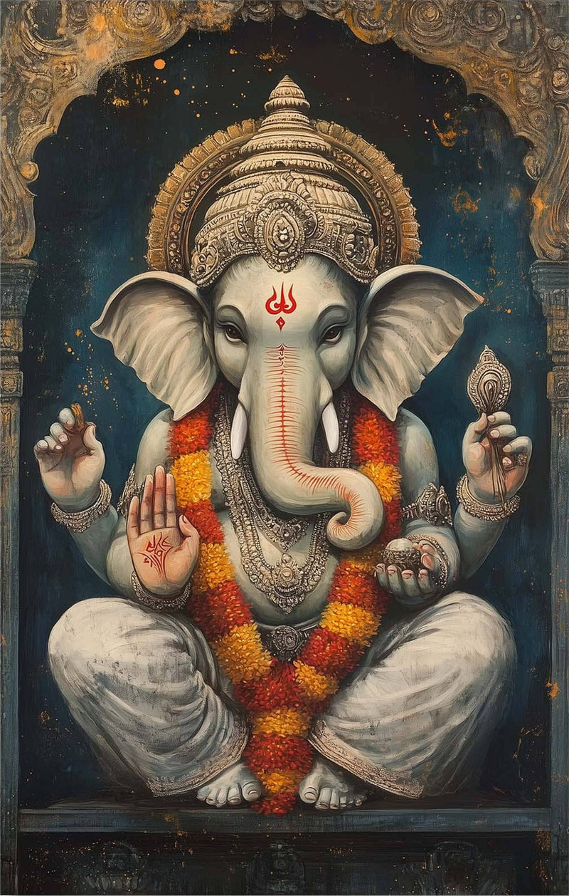 Sacred Ganesha- Hinduism Tempered Glass Wall Art