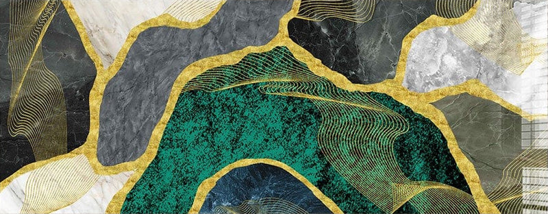 Artronauts Glass Print 92x36cm Green Marble Design - Panoramic