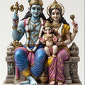Divine Family- Hinduism Tempered Glass Wall Art