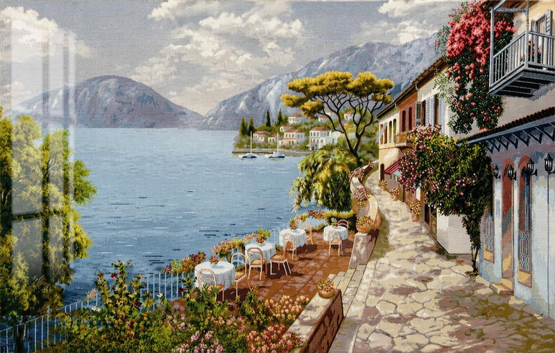Riviera Lakeside Terrace Glass Wall Art
