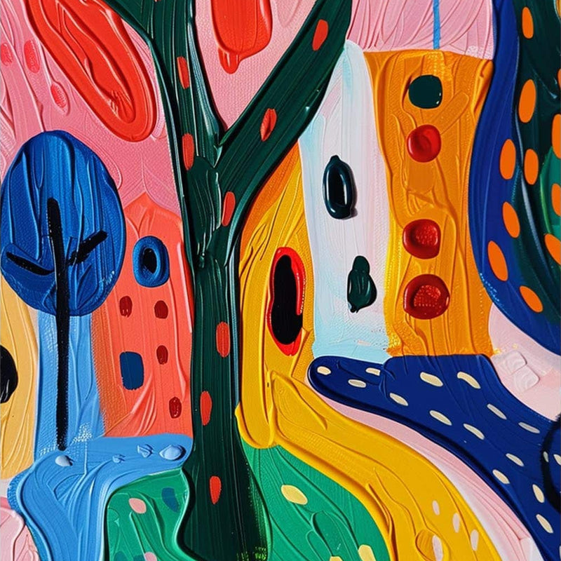 Playful Garden Story- Abstract Tempered Glass Wall Art