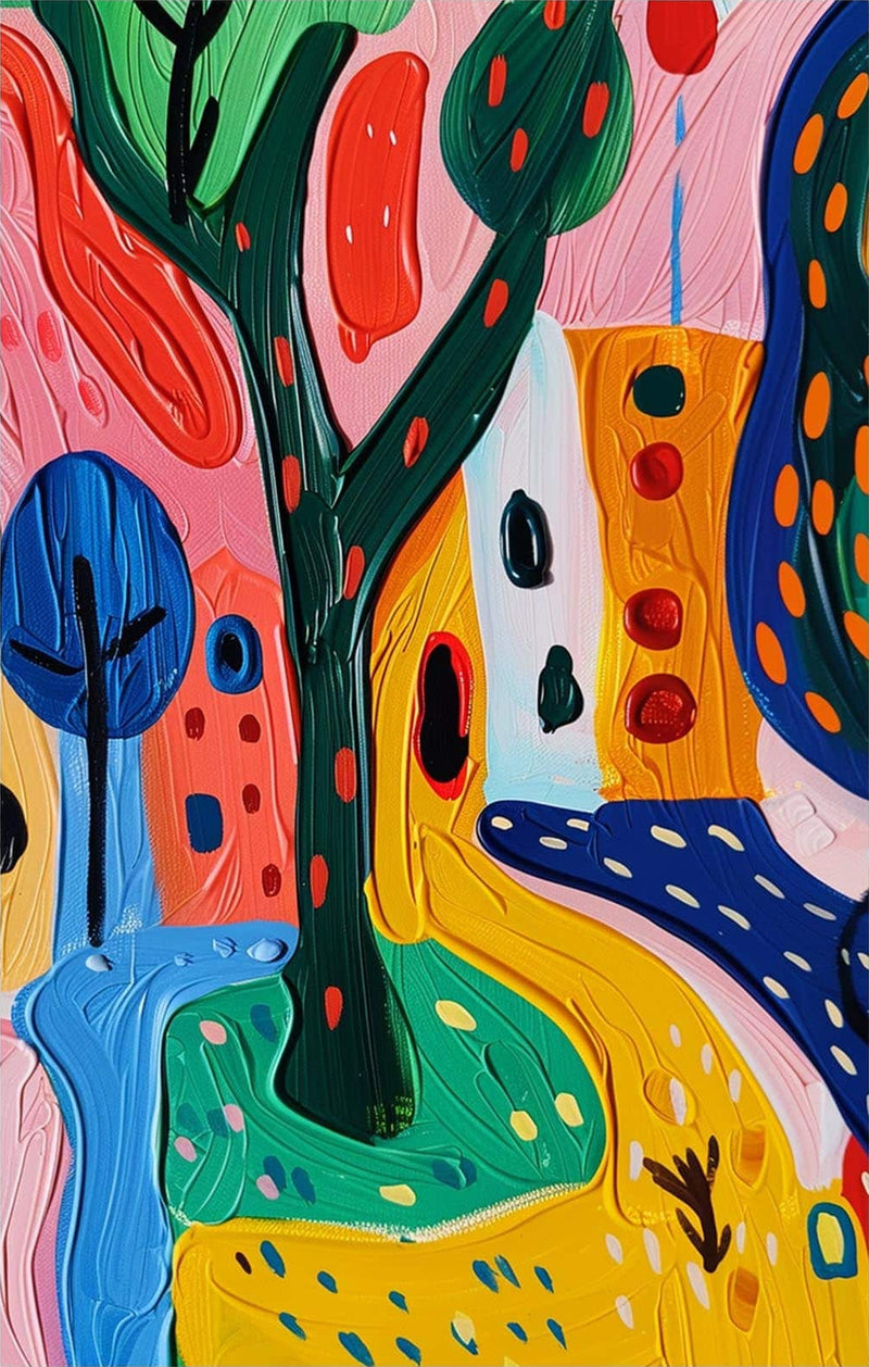 Playful Garden Story- Abstract Tempered Glass Wall Art