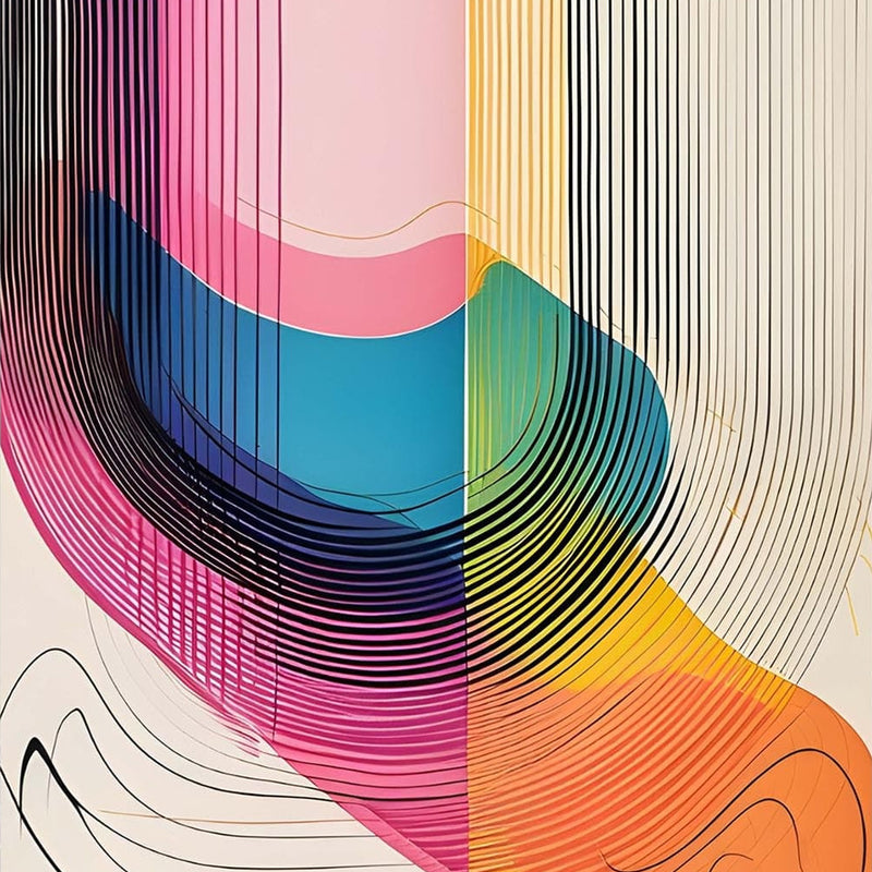 Gradient Curves- Abstract Tempered Glass Wall Art