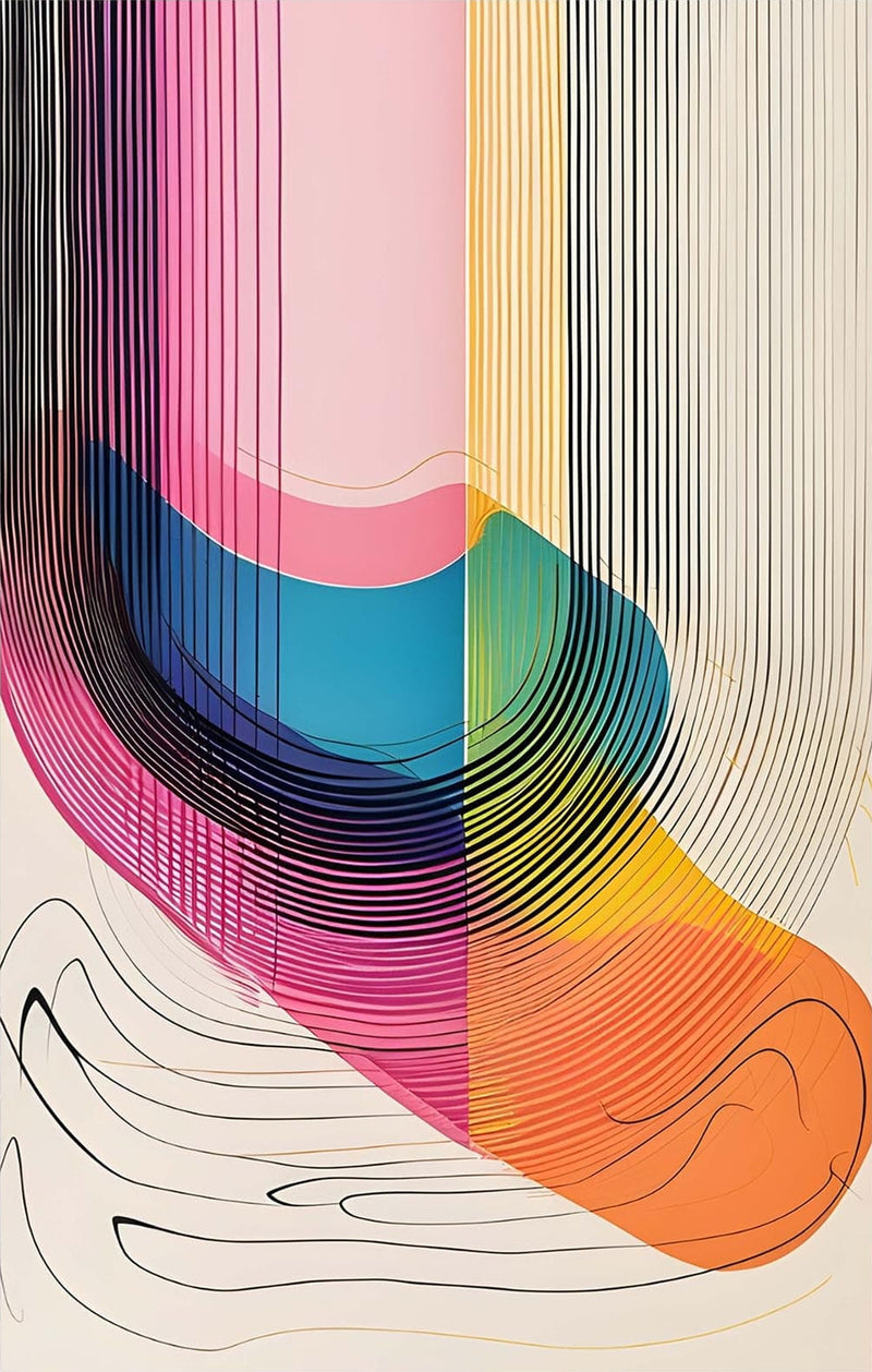 Gradient Curves- Abstract Tempered Glass Wall Art