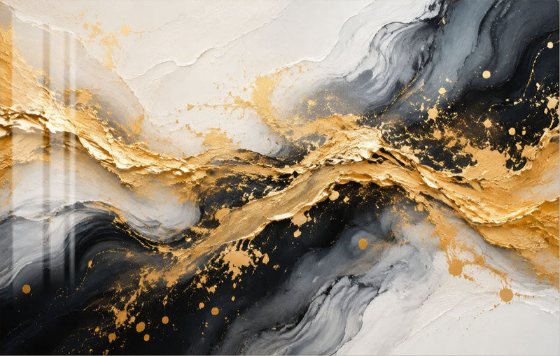 Gilded Marble Current Glass Wall Art