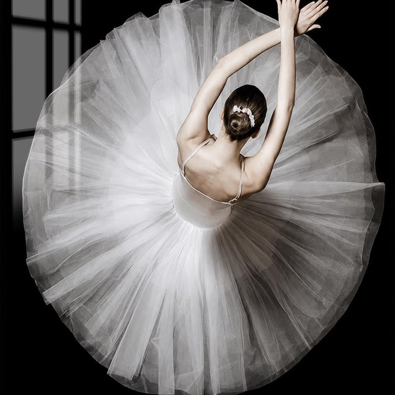 White Tutu From Above Glass Wall Art