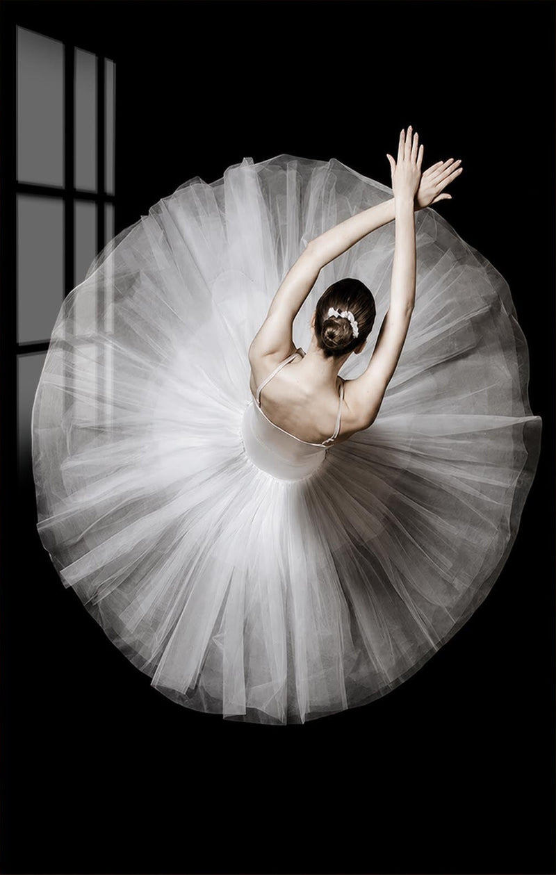 White Tutu From Above Glass Wall Art
