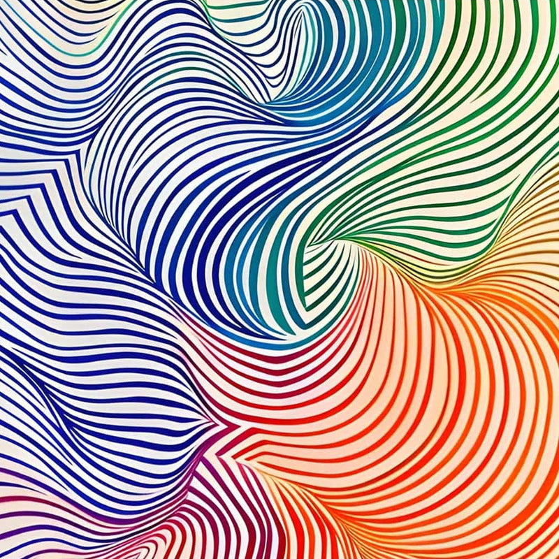 Rainbow Line Swirl- Abstract Tempered Glass Wall Art