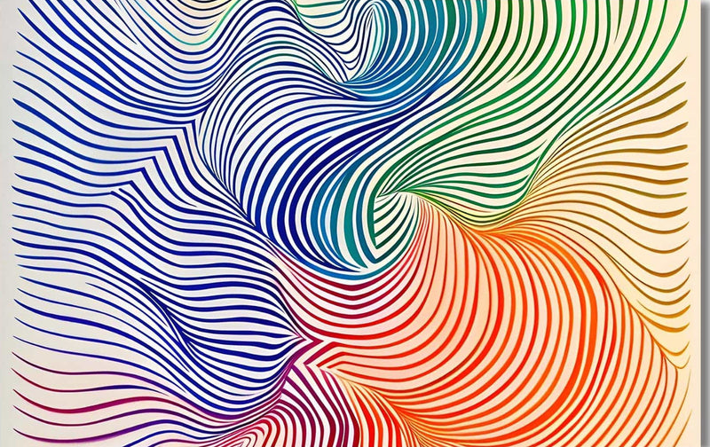 Rainbow Line Swirl- Abstract Tempered Glass Wall Art