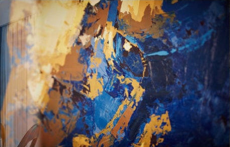 Artronauts Art Glass Print Abstract Blue & Orange