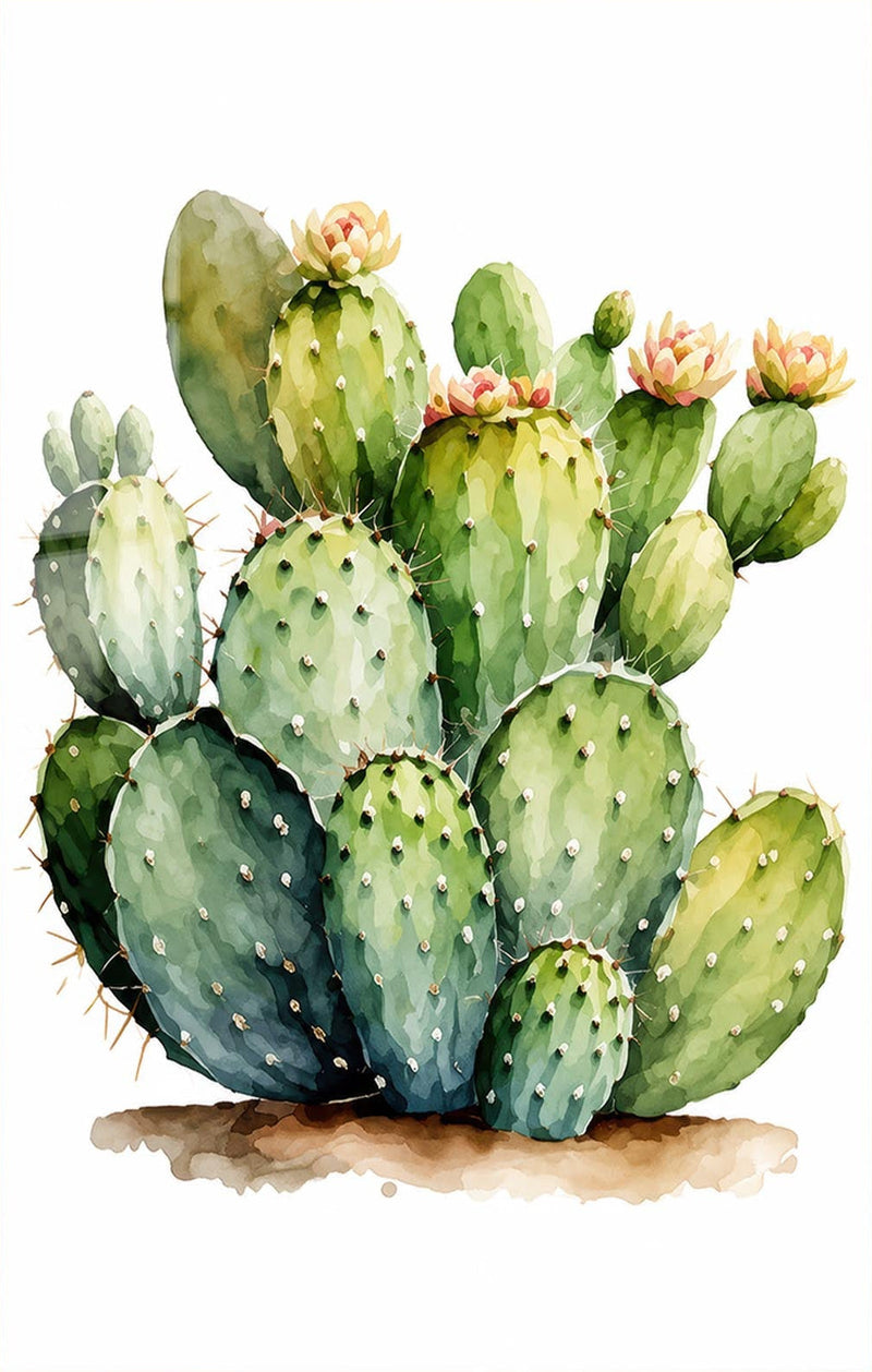 Blooming Prickly Pear Glass Wall Art