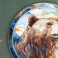 Stained Bear - Rounded Glass Wall Art