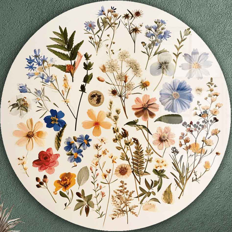 Floral World - Rounded Glass Wall Art