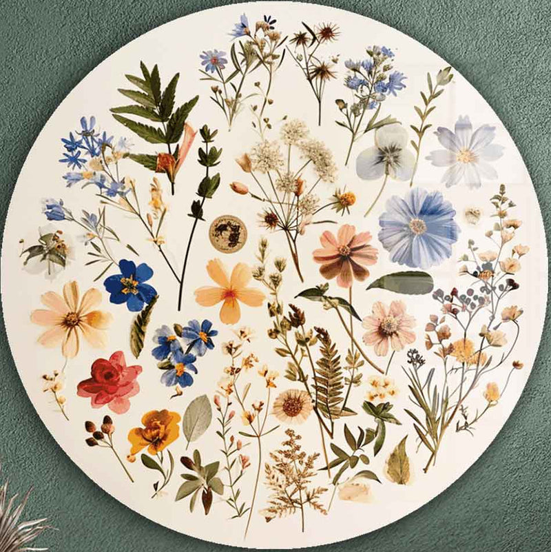 Floral World - Rounded Glass Wall Art