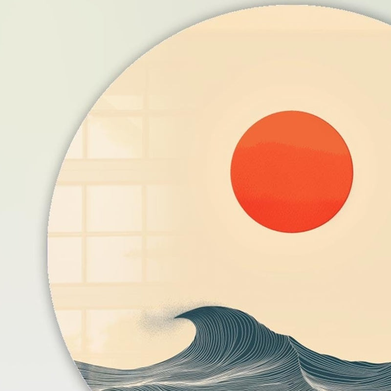 Japanese Sunset - Rounded Glass Wall Art