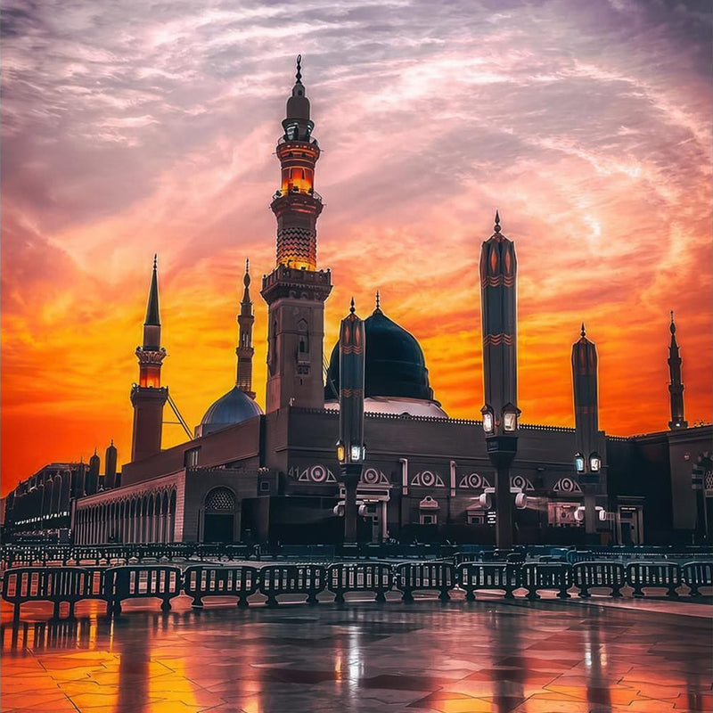Masjid at Sunset- Islamic Tempered Glass Wall Art