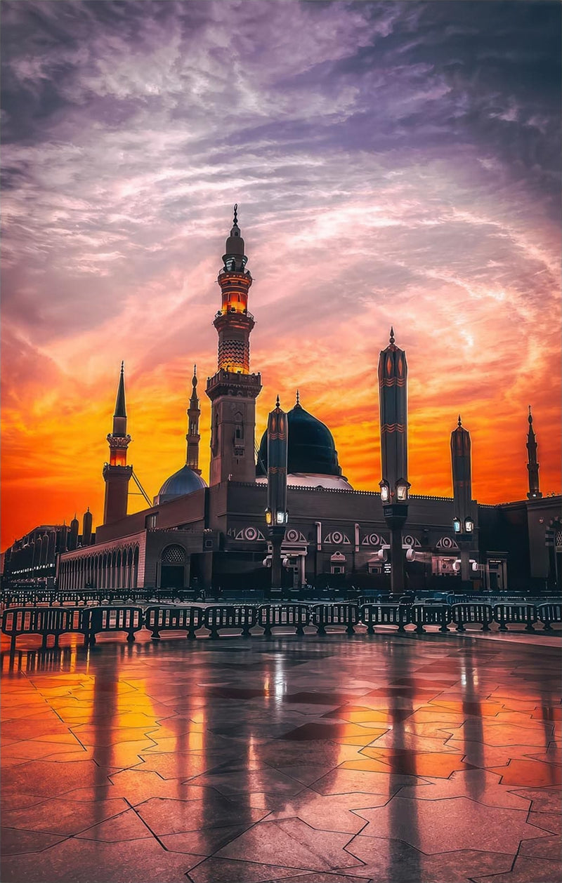 Masjid at Sunset- Islamic Tempered Glass Wall Art