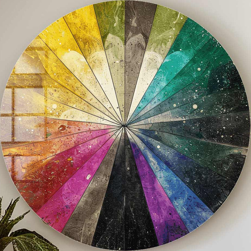 Colourful Slices - Rounded Glass Wall Art