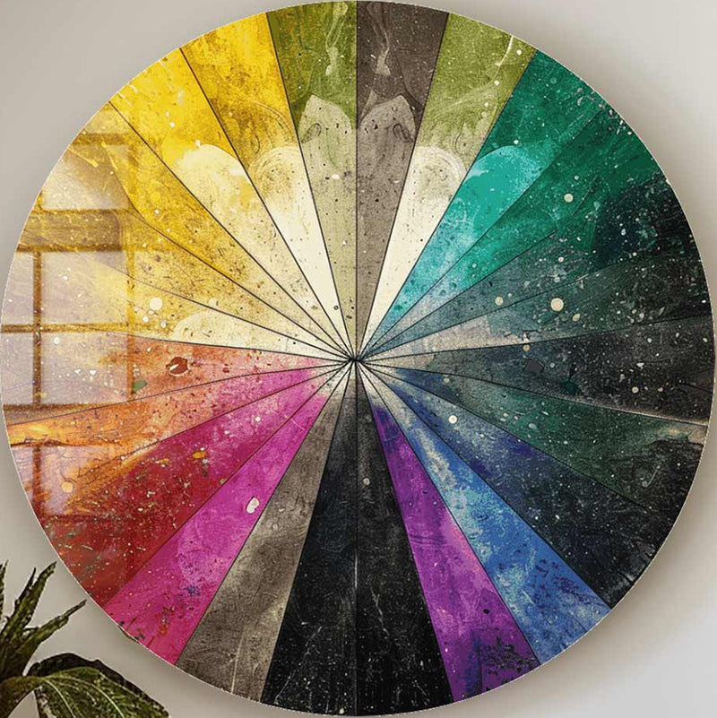 Colourful Slices - Rounded Glass Wall Art