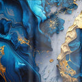 Artronauts Glass Print Blue & Golden Lava Abstract