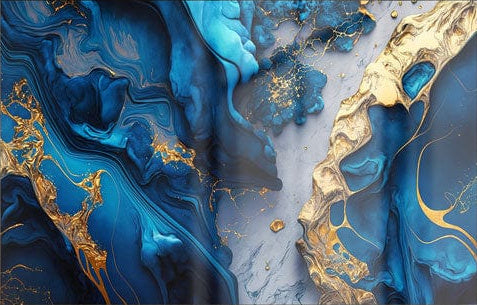 Blue & Golden Lava Abstract