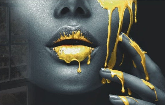 Artronauts Art Glass Print Yellow Lips