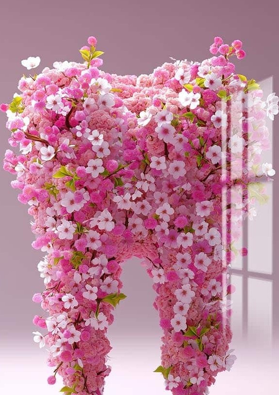 Floral Tooth Bloom - Tempered Glass Wall Art