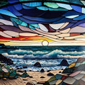 Artronauts Glass Print Abstract Coast Stained Glass Effect