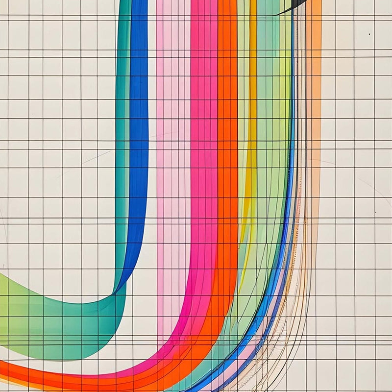 Grid Spectrum-  Abstract Tempered Glass Wall Art