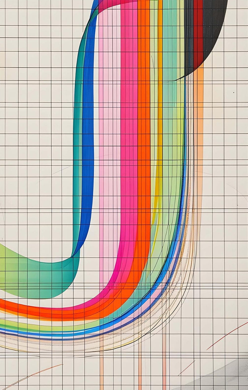 Grid Spectrum-  Abstract Tempered Glass Wall Art