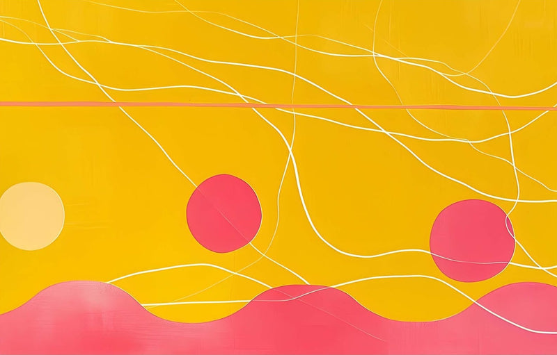 Yellow–Pink Abstract Waves- Abstract Tempered Glass Wall Art