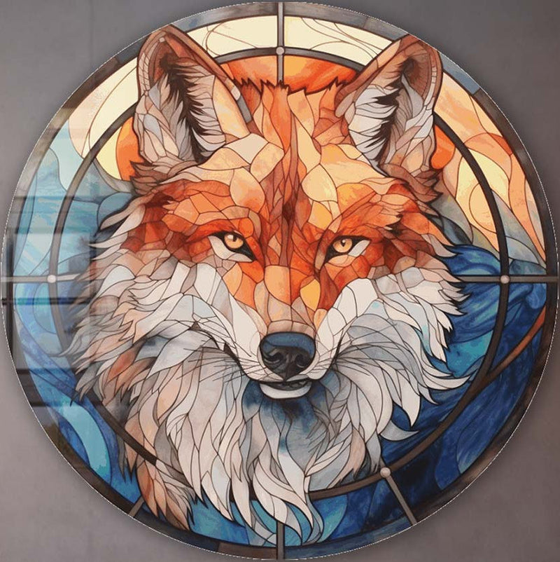 Stained Wolf - Rounded Glass Wall Art