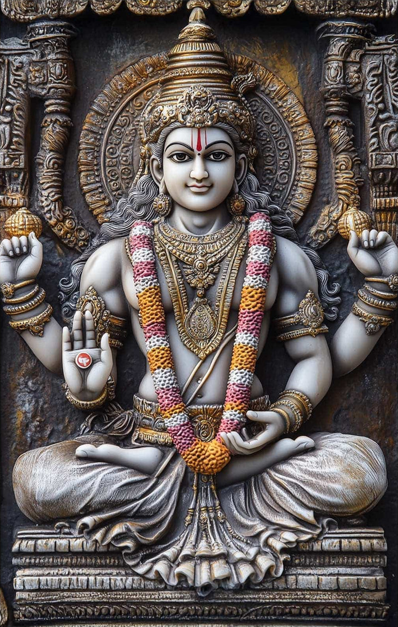 Eternal Vishnu- Hinduism Tempered Glass Wall Art
