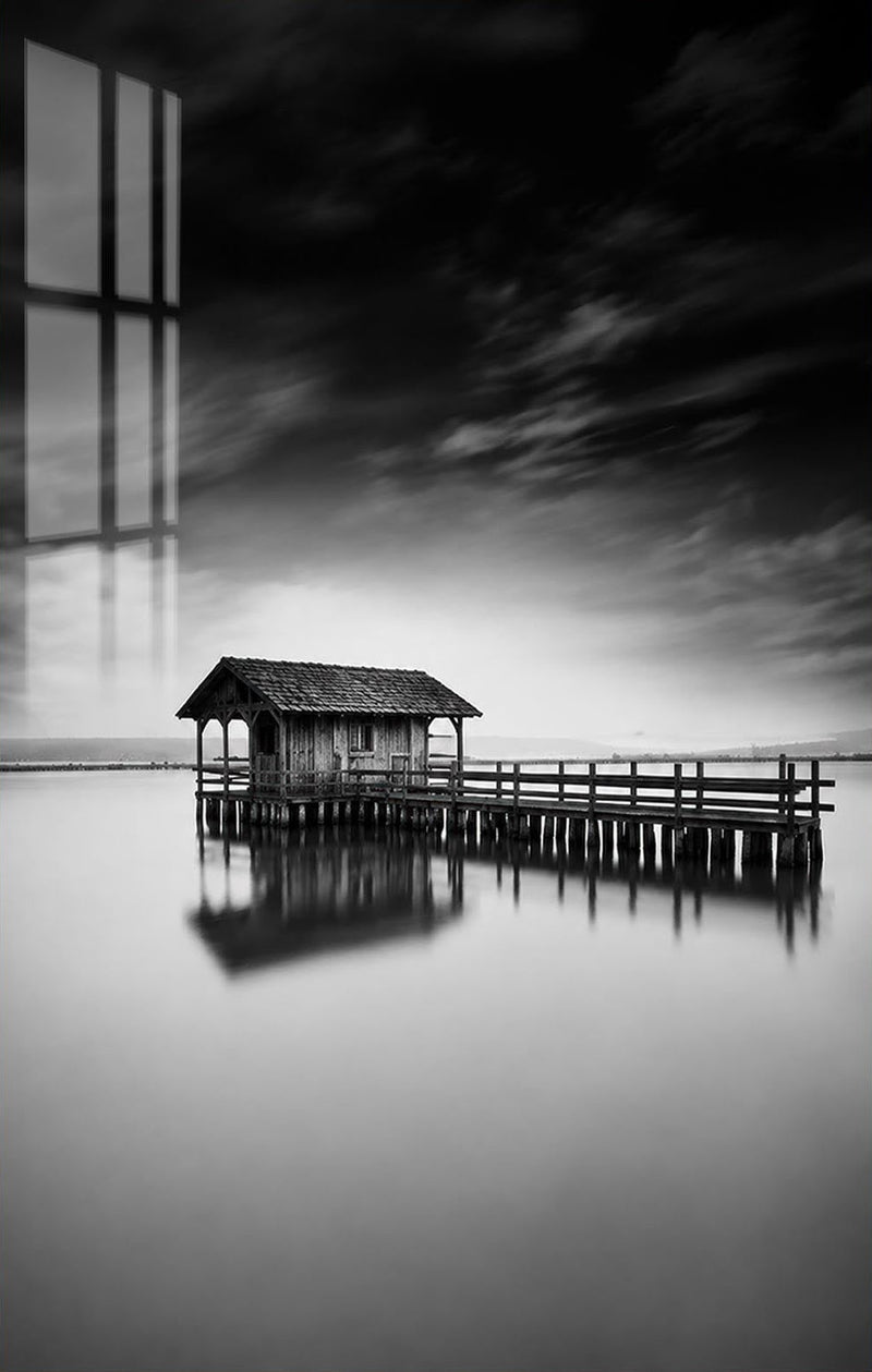 Solitary Lake House Glass Wall Art
