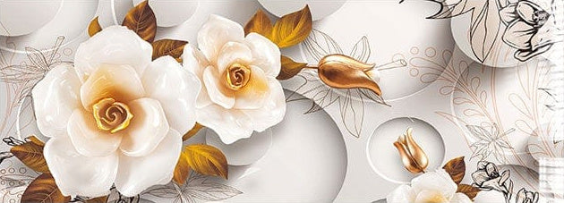 Artronauts Glass Print 92x36cm White Rose - Panoramic