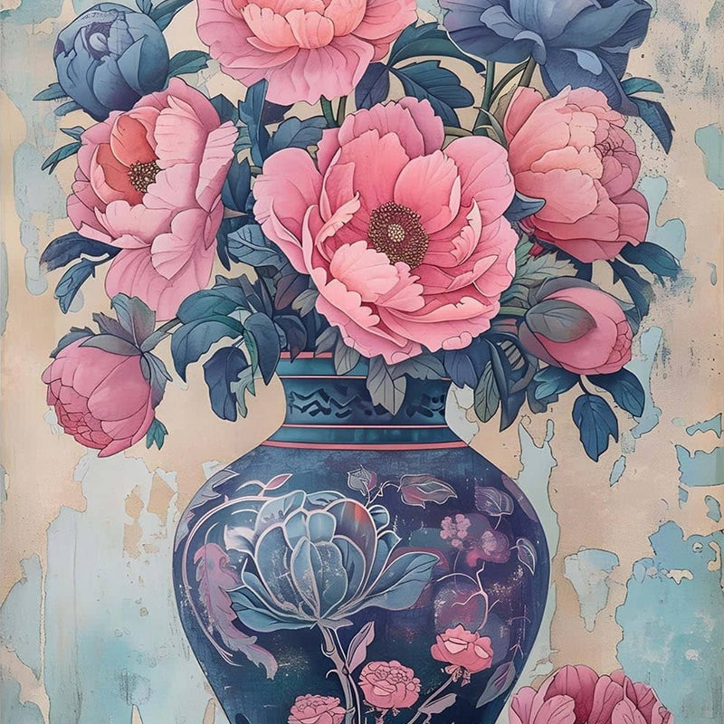 Floral Vase II- Abstarct Tempered Glass Wall Art
