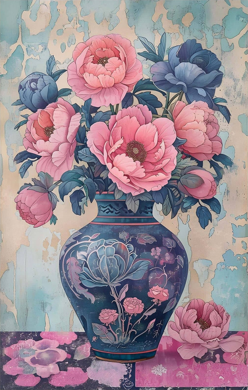 Floral Vase II- Abstarct Tempered Glass Wall Art