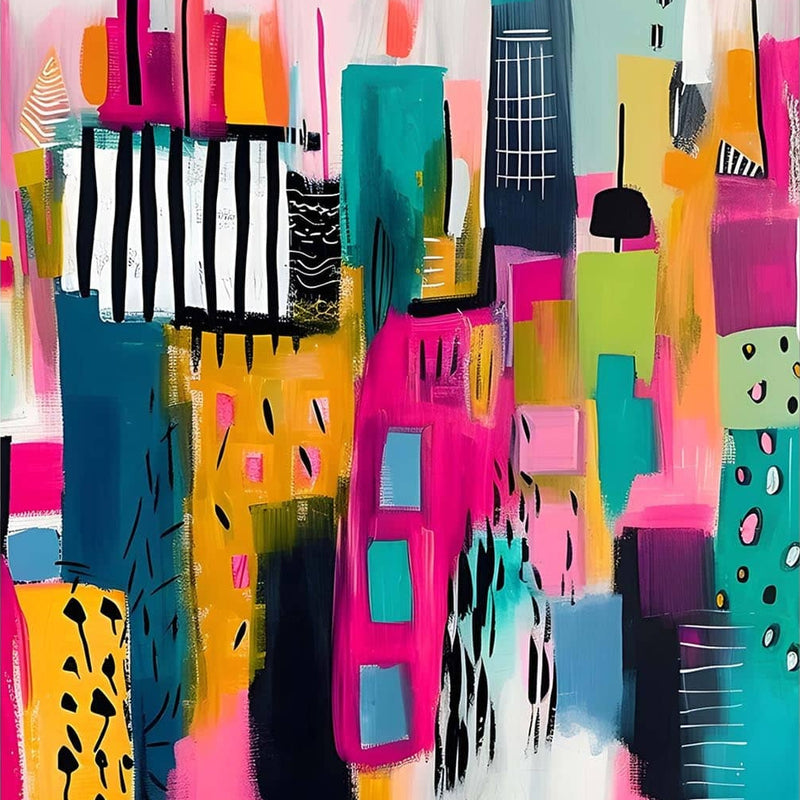 Abstract Cityscape- Tempered Glass Wall Art