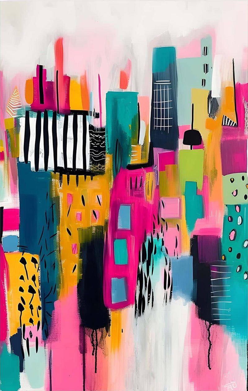 Abstract Cityscape- Tempered Glass Wall Art