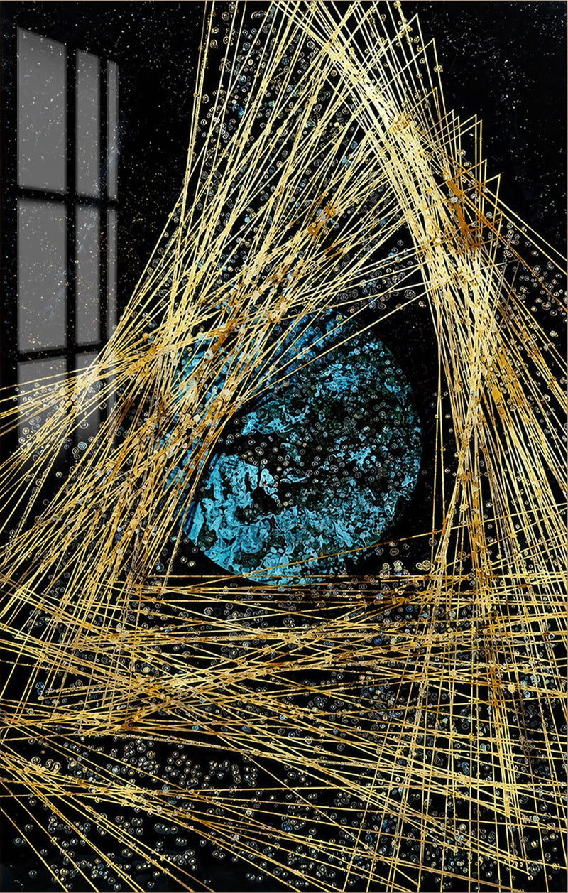 Turquoise Cosmic Core Glass Wall Art