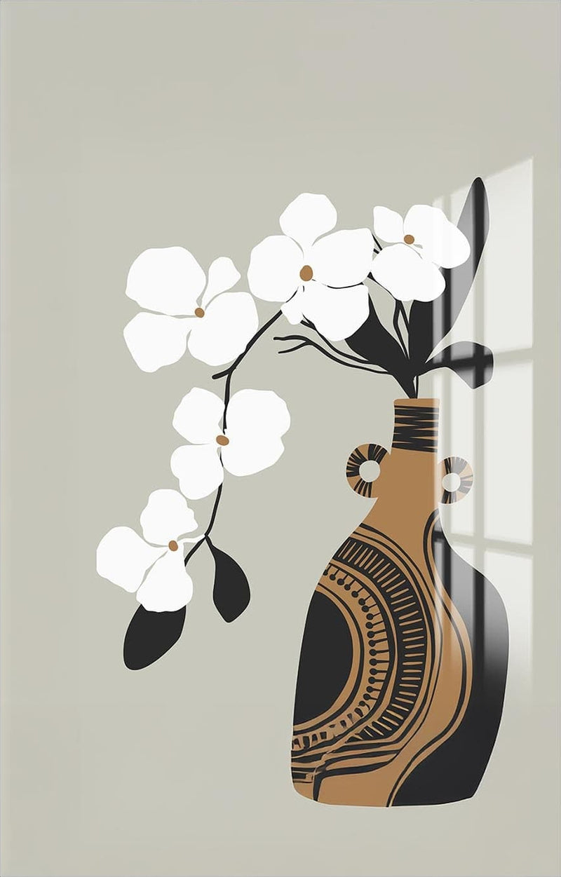 White Orchid Form– Bohemian Tempered Glass Wall Art