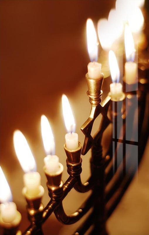 Menorah Candlelight- Judaism Tempered Glass Wall Art